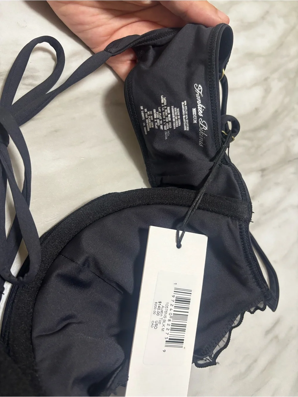 Frankie's Bikinis Black Ruffle Underwire Bra